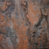Fluid acrylic metallic painting on birch board: metallic black, gray, and copper painting with a lot of cell looking shapes.